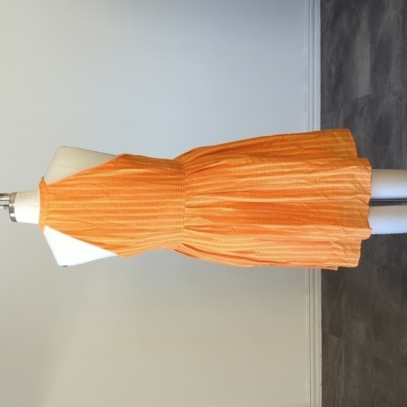Cynthia Steffe Halter Textured Stripe Dress Orange 6 preppy summer sundress - Picture 3 of 10